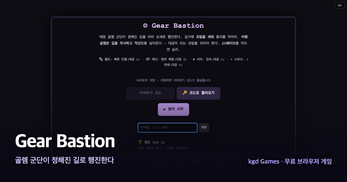 Gear Bastion 게임 플레이 화면